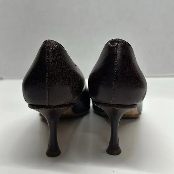 Jimmy Choo Heels High Heel Pumps Pointed Toe Shoes Leather Dark Brown Size 7.5 - Picture 5 of 11